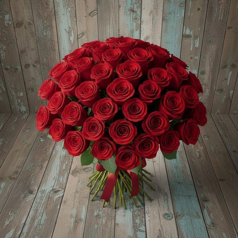 Букет 55 Красных роз Фридом в Тюменцево