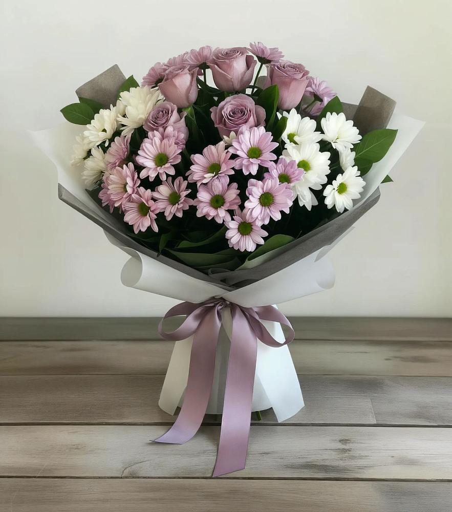Букет цветов из: Хризантемы и Розы в Тюменцево