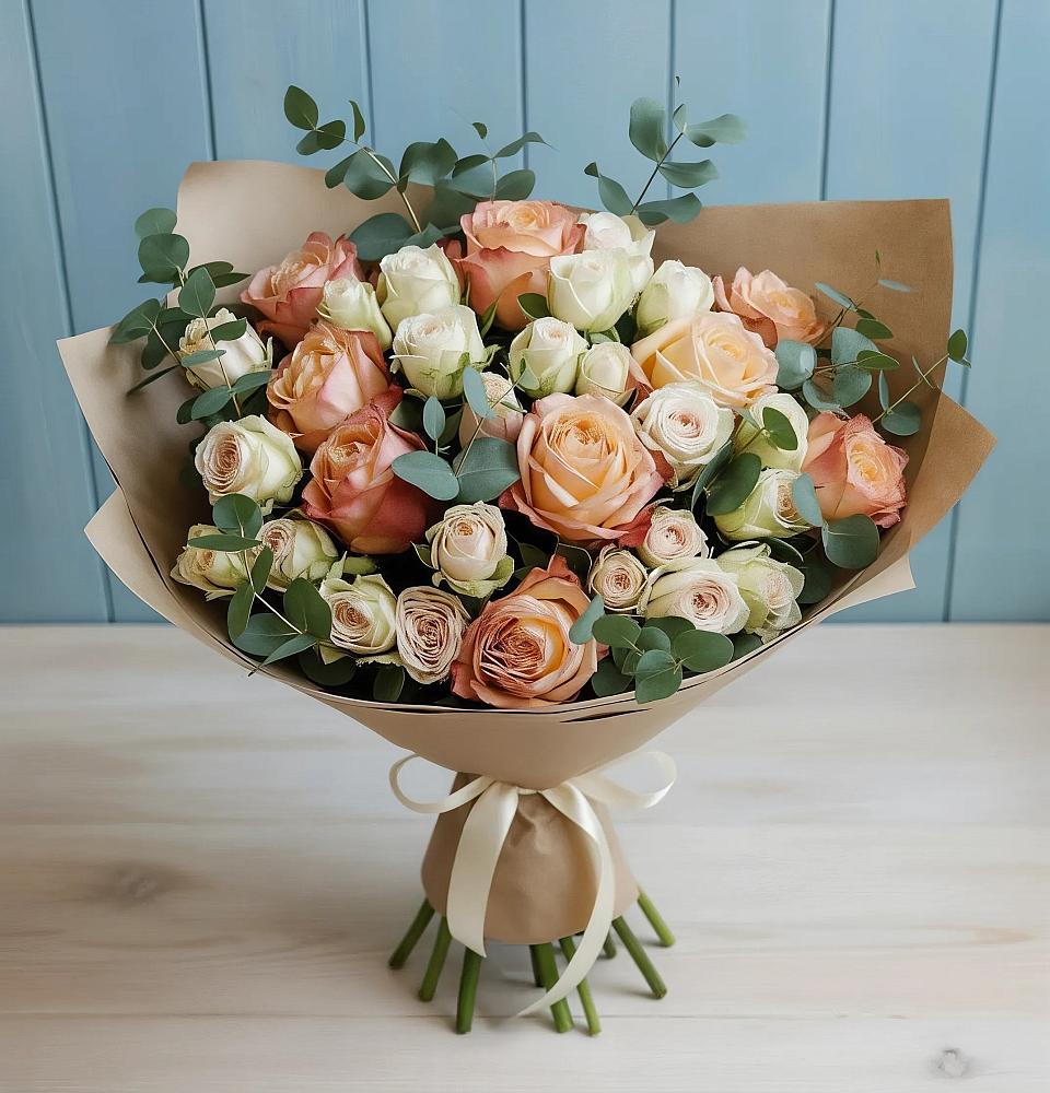 Букет цветов из: Альстромерии и Розы в Тюменцево