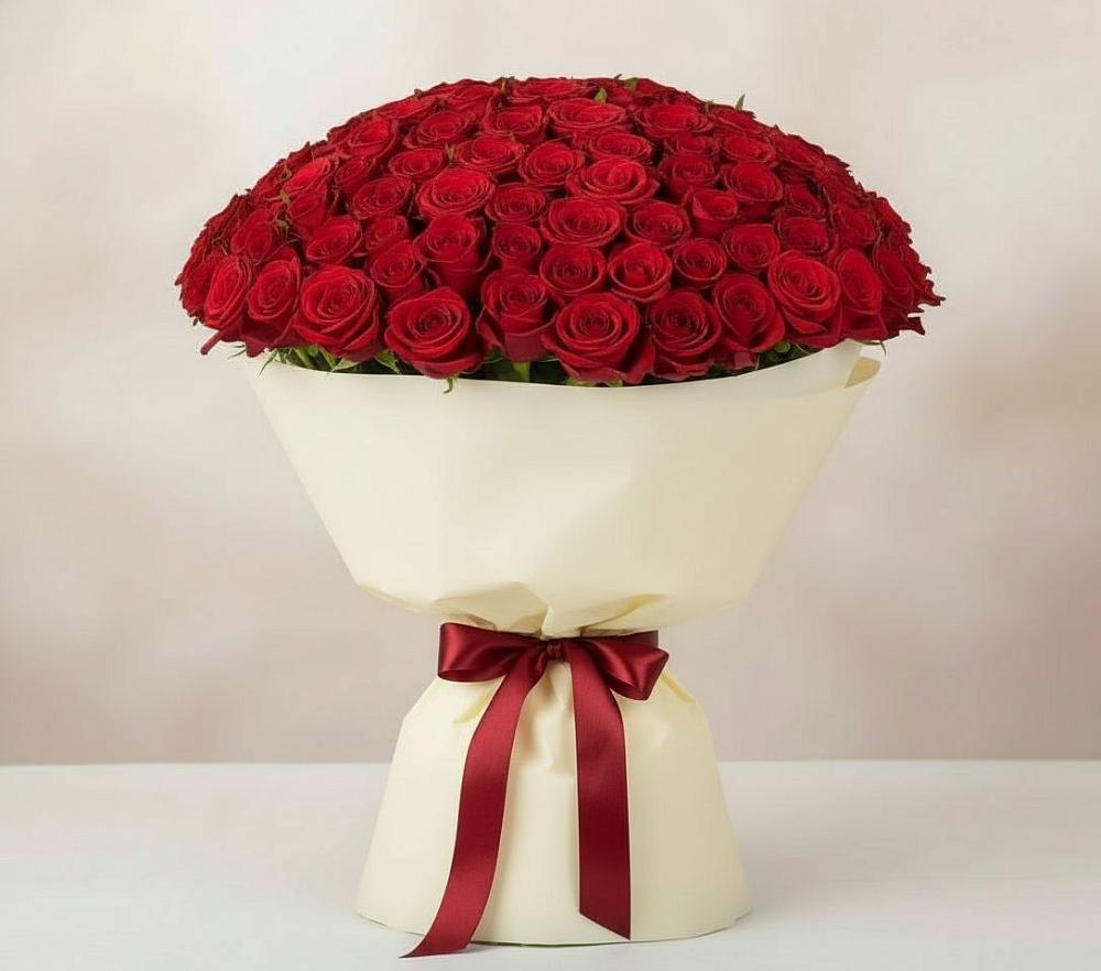 Букет 101 Красная роза Милано в Тюменцево