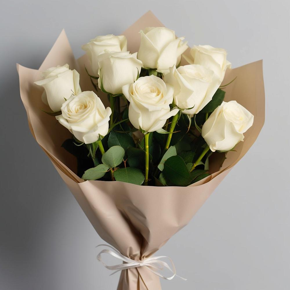 Букет 9 Белых роз Эдлесс Лав в Тюменцево
