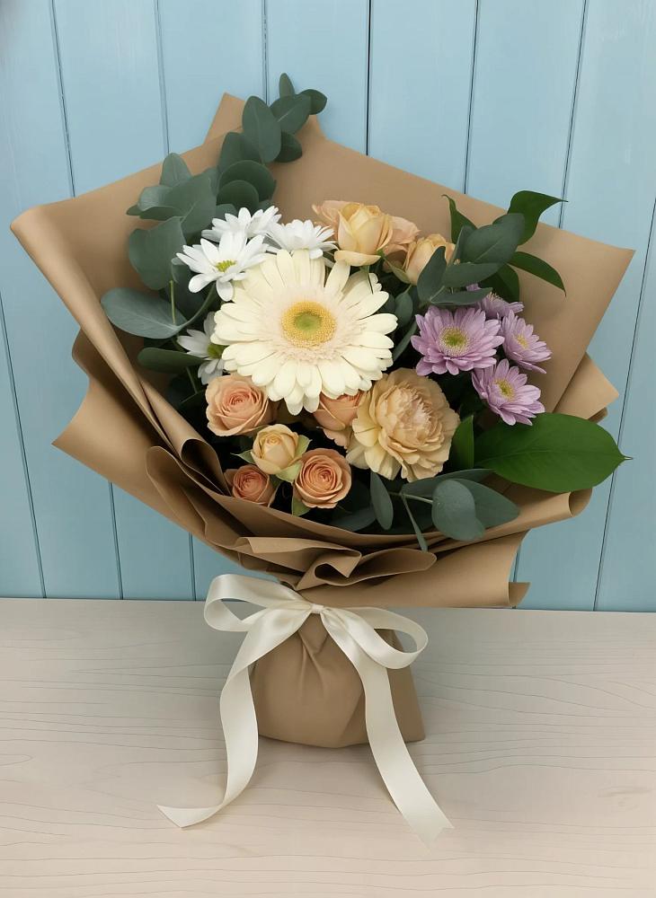 Букет цветов из: Герберы и Хризантемы в Тюменцево