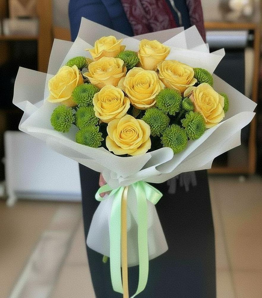 Букет цветов из: Хризантемы и Розы в Тюменцево