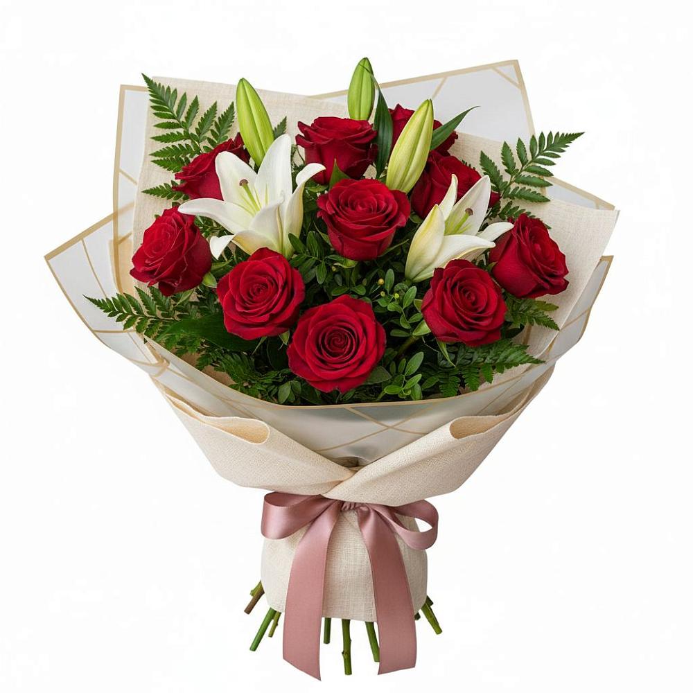 Букет цветов из: Лилии и Розы в Тюменцево