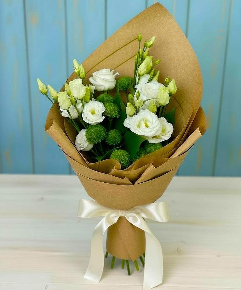 Букет цветов из: Хризантемы и Лизиантусы в Тюменцево