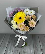 Букет цветов из:  Розы, Герберы и Хризантемы в Тюменцево