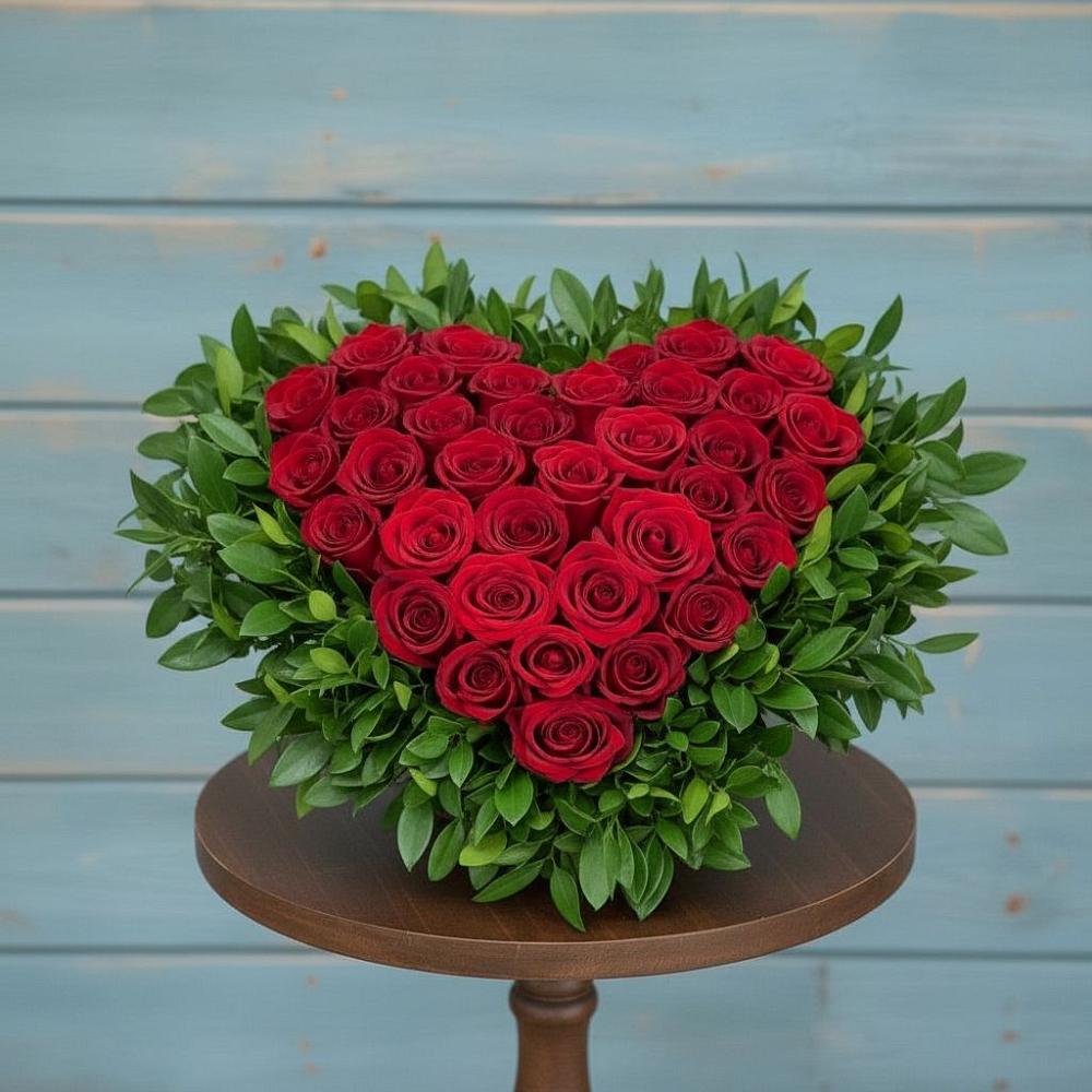 Цветочная композиция из Розы в виде сердца в Тюменцево