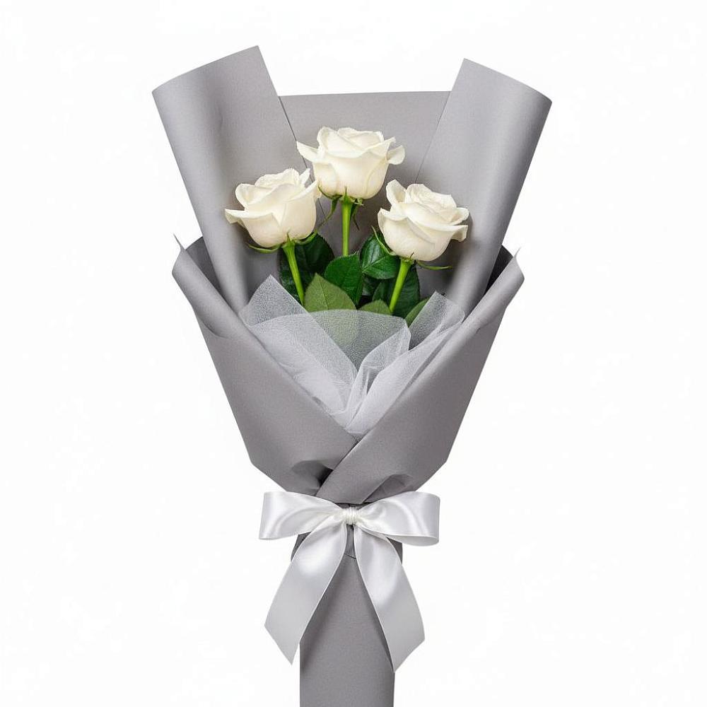 Букет 3 белые розы в Тюменцево