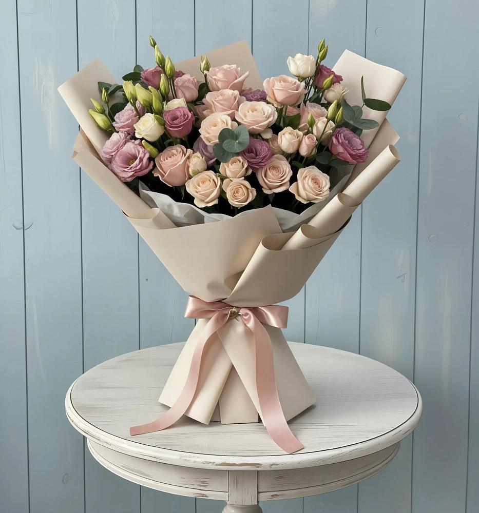 Букет цветов из: Розы и Лизиантусы в Тюменцево