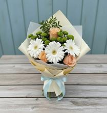 Букет цветов из:  Герберы, Розы и Хризантемы в Тюменцево