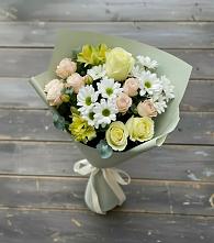 Букет цветов из:  Альстромерии, Розы и Хризантемы в Тюменцево
