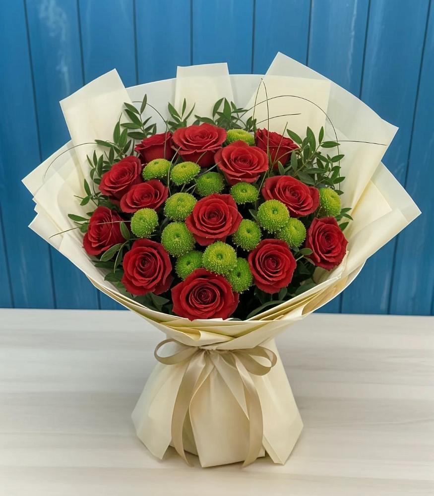 Букет цветов из: Розы и Хризантемы в Тюменцево