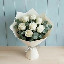Букет Белые розы в Эвкалипте #REPLACE_PRED# Тюменцево